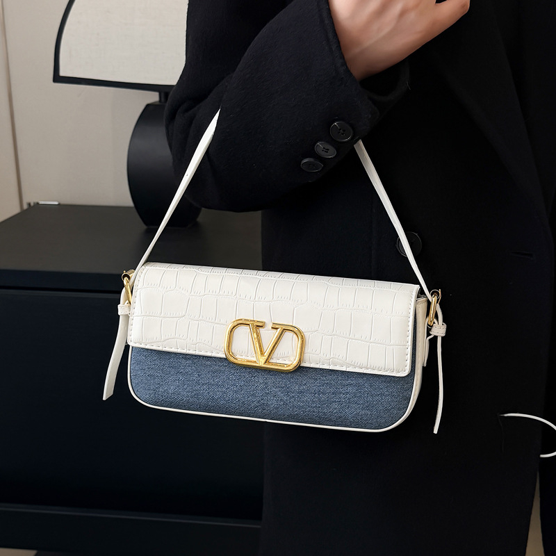 Geantă crossbody pentru femei, din PU, formă orizontală pătrată, închidere cu clapă, buzunar pentru telefon