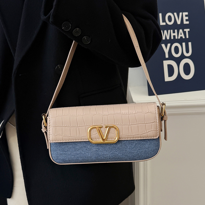 Geantă crossbody pentru femei, din PU, formă orizontală pătrată, închidere cu clapă, buzunar pentru telefon