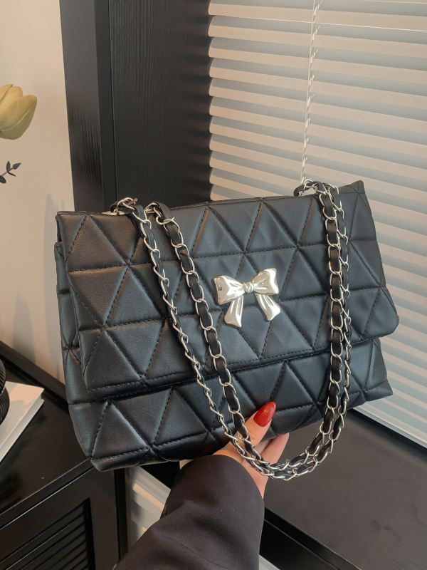 Ženska torbica s dijamantnim uzorkom, PU materijal, mala kvadratna crossbody s skrivenim zatvaračem, poliester podstava, jedna naramenica