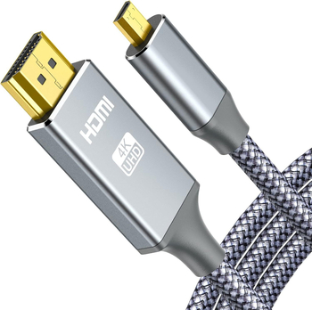 Kábel Micro HDMI na HDMI, adaptér, meďové vodiče, pozlátené konektory, dĺžka 1,5 m