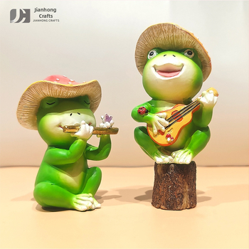 Žabí ozdoba, karikatúrny dizajn z živice pre domáci stôl a mini záhradu dvora (živica; značka Jianhong)