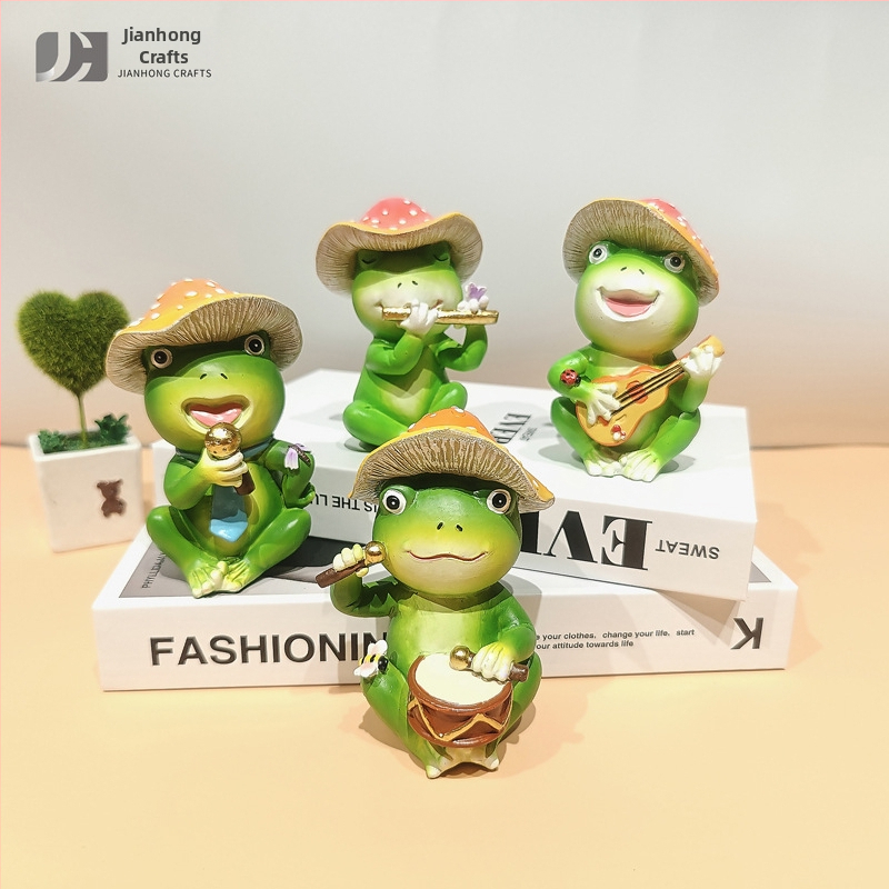 Žabí ozdoba, karikatúrny dizajn z živice pre domáci stôl a mini záhradu dvora (živica; značka Jianhong)