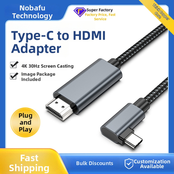 Kábel Type-C na HDMI, uhlový, 4K30Hz, 2m, niklovo potiahnutý bezkyslíkatý meď