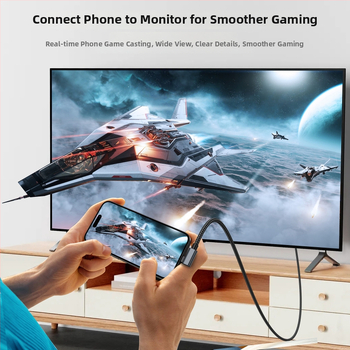 Kábel Type-C na HDMI, uhlový, 4K30Hz, 2m, niklovo potiahnutý bezkyslíkatý meď