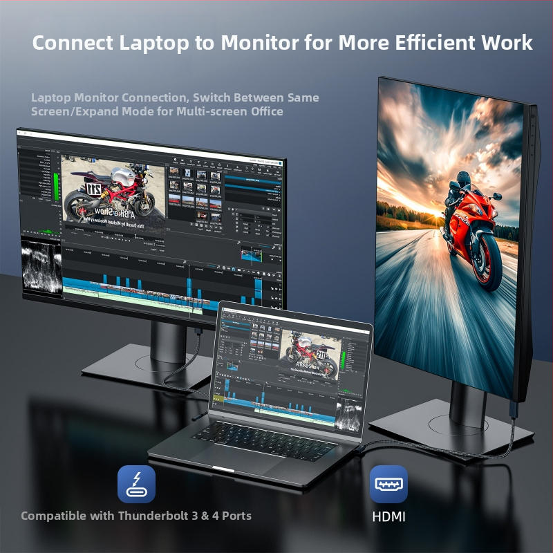 Kábel Type-C na HDMI, uhlový, 4K30Hz, 2m, niklovo potiahnutý bezkyslíkatý meď