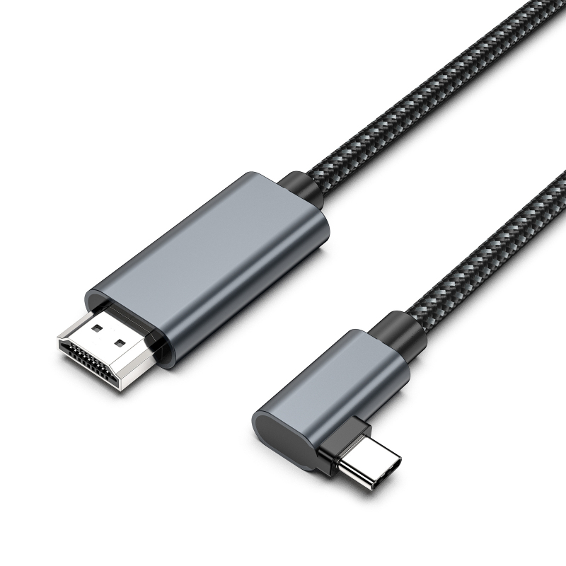 Kábel Type-C na HDMI, uhlový, 4K30Hz, 2m, niklovo potiahnutý bezkyslíkatý meď