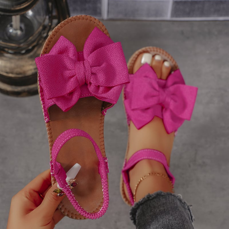 Moteriški plokščios sandalai su elastine juosta, PU viršus, gumos padas, apvali nosis