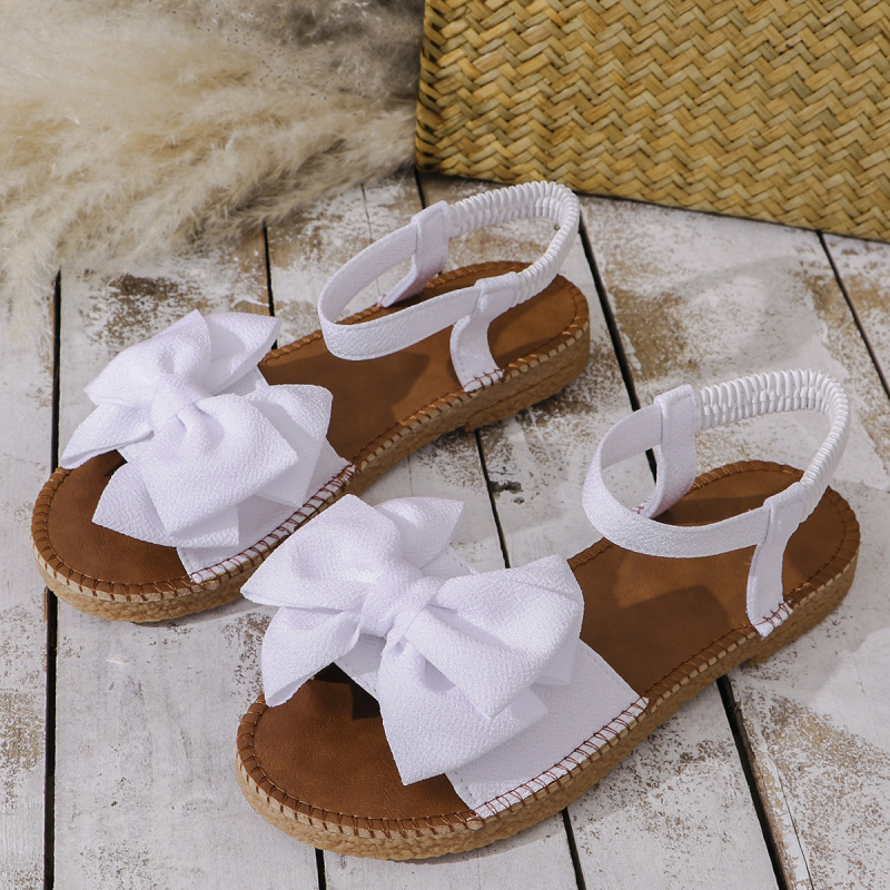 Moteriški plokščios sandalai su elastine juosta, PU viršus, gumos padas, apvali nosis