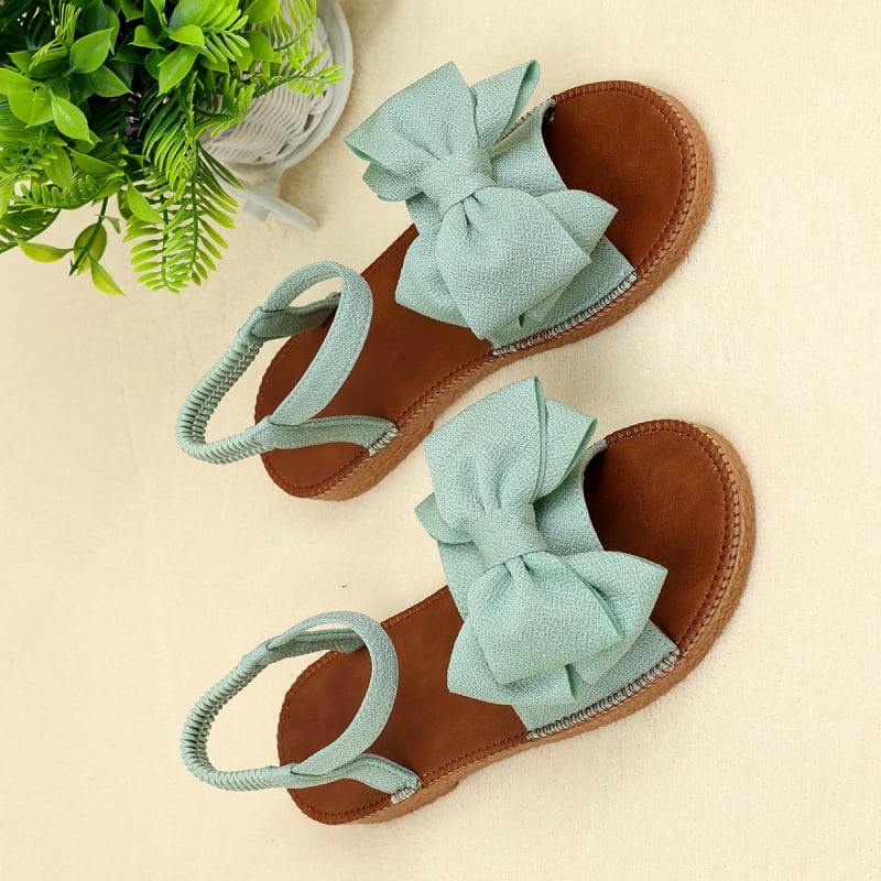 Moteriški plokščios sandalai su elastine juosta, PU viršus, gumos padas, apvali nosis