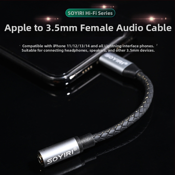 SOYIRI Lightning na 3,5 mm slúchadlový adaptér — zlaté konektory, vodič z bezoxidovej medi, ROHS certifikovaný
