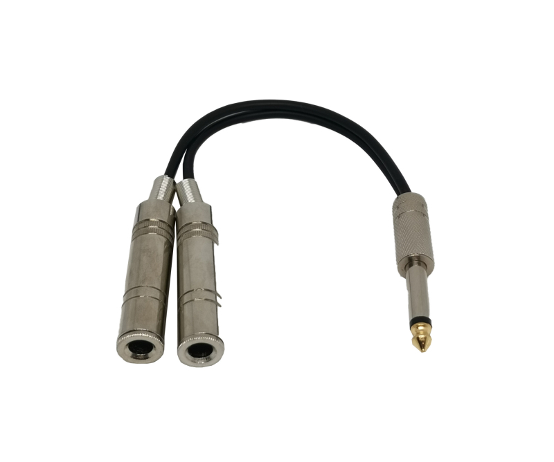 DX 009 6,35 mm vīrietis uz divām sievietēm mono/stereo audio interfeisa sadalītājs basgitārām – tīrs vara kodols, PVC izolācija