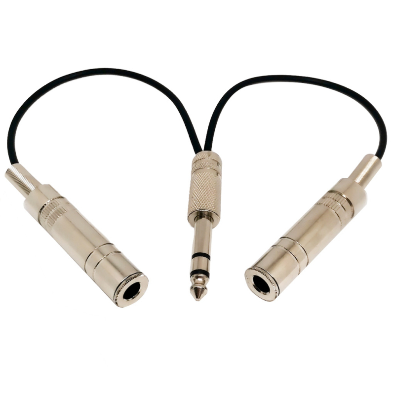 DX 009 6,35 mm vīrietis uz divām sievietēm mono/stereo audio interfeisa sadalītājs basgitārām – tīrs vara kodols, PVC izolācija