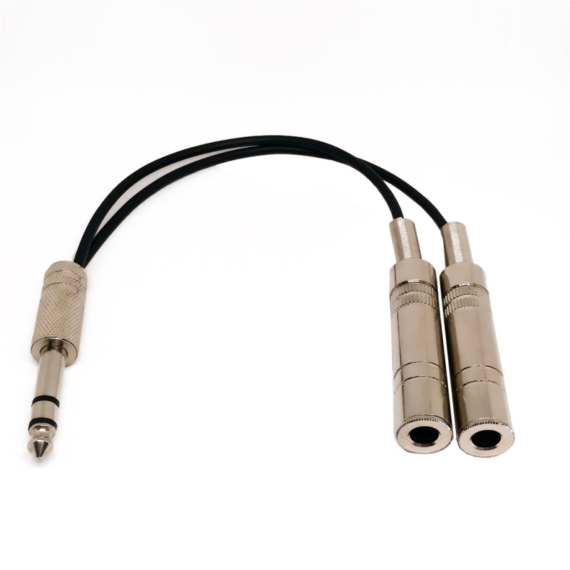 DX 009 6,35 mm vīrietis uz divām sievietēm mono/stereo audio interfeisa sadalītājs basgitārām – tīrs vara kodols, PVC izolācija