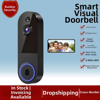 Nähtav uksekell kaameraga kodu jälgimiseks — juhtmevaba, reaalajas, öövaade; 18650 aku, 3,7 V, mudel 90129-1, Ringtone: Ding Dong