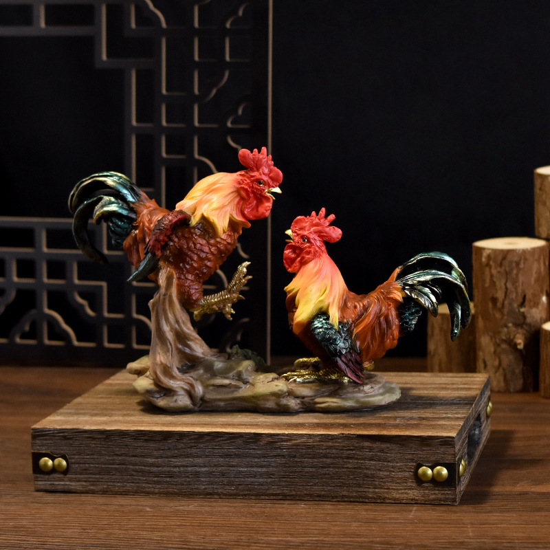 Baiying rezínová socha kohúta do záhrady – vonkajšia dekorácia, idylický štýl, materiál: plast/živica
