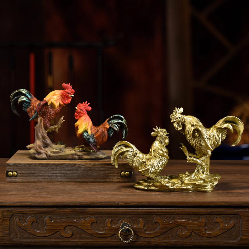 Baiying rezínová socha kohúta do záhrady – vonkajšia dekorácia, idylický štýl, materiál: plast/živica
