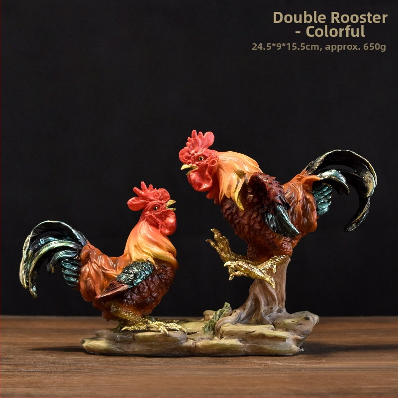 Baiying rezínová socha kohúta do záhrady – vonkajšia dekorácia, idylický štýl, materiál: plast/živica