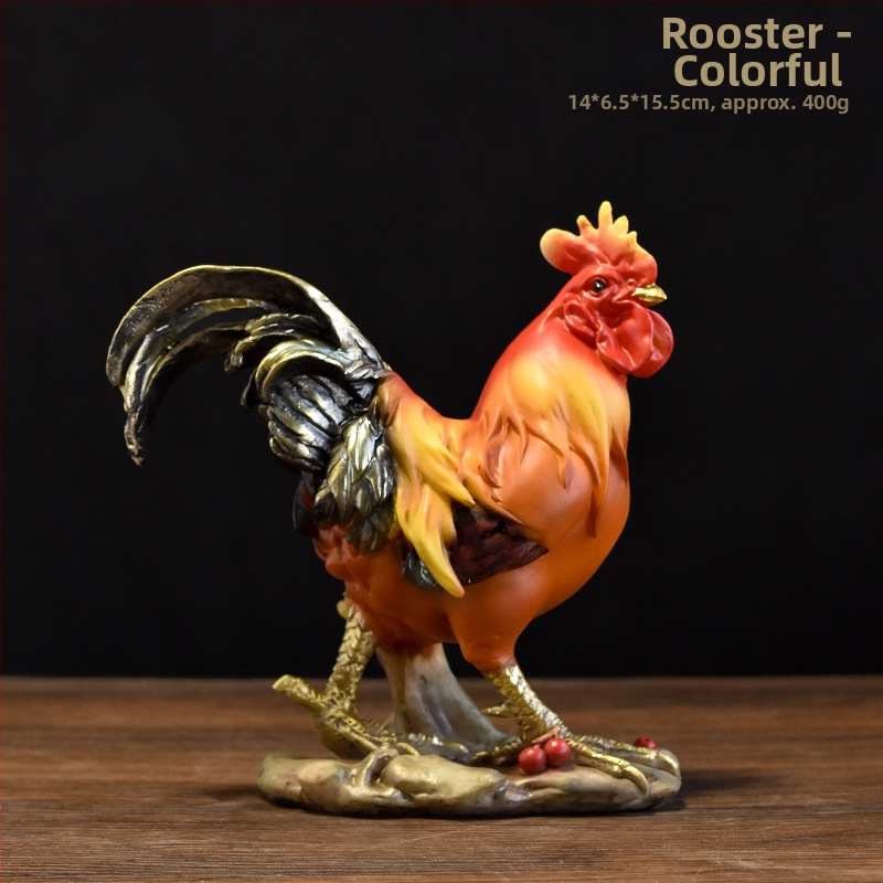 Baiying rezínová socha kohúta do záhrady – vonkajšia dekorácia, idylický štýl, materiál: plast/živica