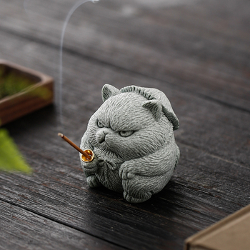 Mačje Tea Pet ukras — sladak stil, držač tamjana, stolna dekoracija, plastika/smola