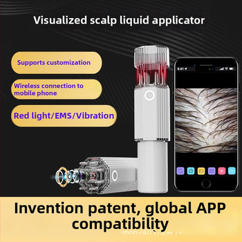 Vizualais galvas ādas aplikators ar HD kameru, mikrostrāvas masāža, 3 pakāpes vibrācija, sarkanās gaismas terapija; modelis YC-2418(C8); svars 275 g; komplektā masāžas aplikators, datu kabelis, instrukcijas