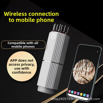 Vizualais galvas ādas aplikators ar HD kameru, mikrostrāvas masāža, 3 pakāpes vibrācija, sarkanās gaismas terapija; modelis YC-2418(C8); svars 275 g; komplektā masāžas aplikators, datu kabelis, instrukcijas