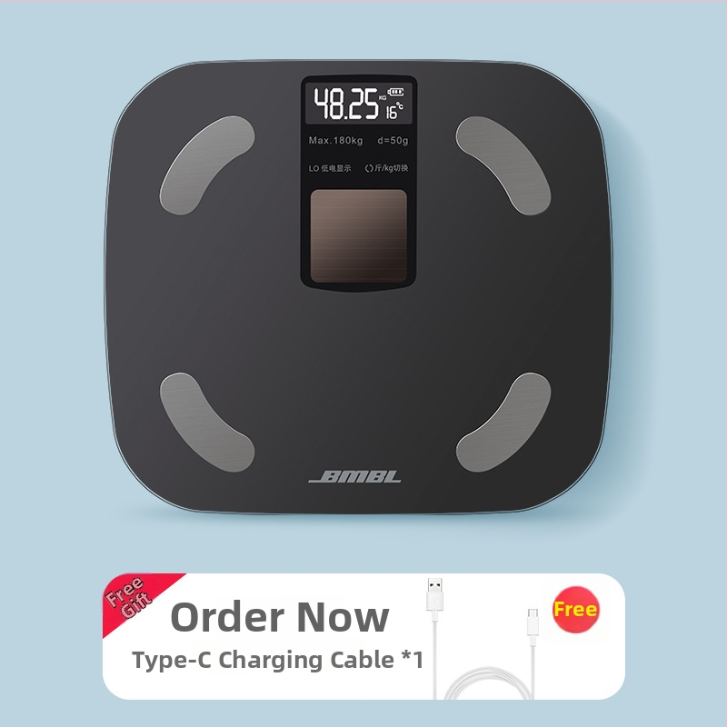 Cântar corporal cu Bluetooth și aplicație — alimentare solară, afișaj LCD, senzor de înaltă precizie tip E, sticlă securizată