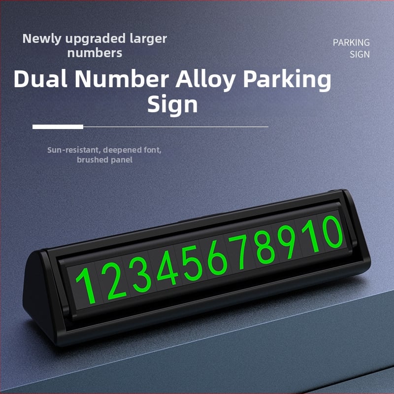 Skriveni znak za parkiranje od legure s dvostrukim brojem, TC10 model, metalna kartica za privremenu vožnju s telefonskim brojem