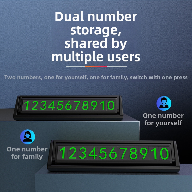 Skriveni znak za parkiranje od legure s dvostrukim brojem, TC10 model, metalna kartica za privremenu vožnju s telefonskim brojem