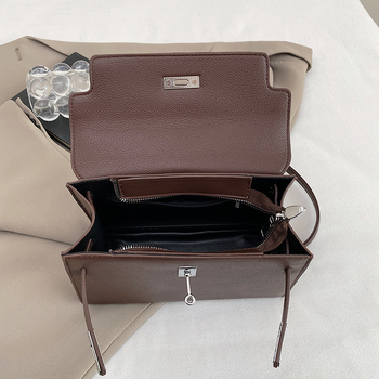 PU torba za ramena u street-trend stilu, vodoravni kvadratni oblik, zatvarač, jednostruki remen, unutarnji džep sa zatvaračem