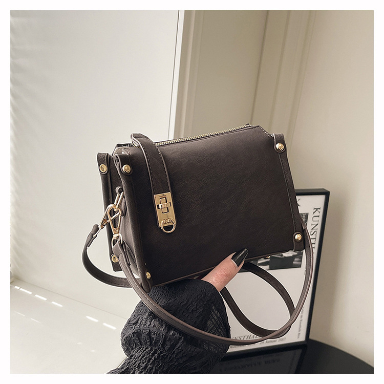 Geantă crossbody, formă pătrată, PU material, fermoar, iarnă 2025