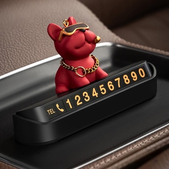 Tablă temporară de parcare cu număr de telefon pentru mașini – Plastic Yingyifei, Card de mutare a mașinii, Decor auto cu bulldog francez (Tb-901048465802)