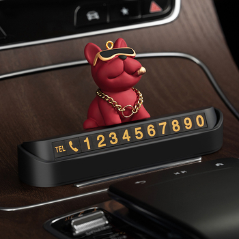 Tablă temporară de parcare cu număr de telefon pentru mașini – Plastic Yingyifei, Card de mutare a mașinii, Decor auto cu bulldog francez (Tb-901048465802)