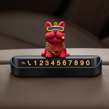 Tablă temporară de parcare cu număr de telefon pentru mașini – Plastic Yingyifei, Card de mutare a mașinii, Decor auto cu bulldog francez (Tb-901048465802)
