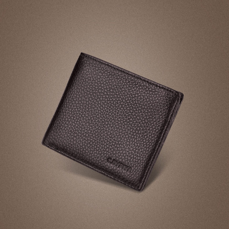 C.DYRIYA Muški kompaktni novčanik od prave kože, prvi sloj goveđe kože, zatvarač, velika kapacitеt, podstava od poliestera, za svakodnevnu upotrebu