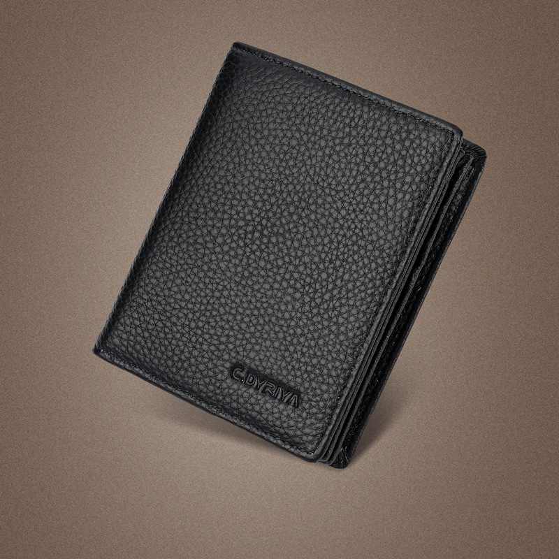 C.DYRIYA Muški kompaktni novčanik od prave kože, prvi sloj goveđe kože, zatvarač, velika kapacitеt, podstava od poliestera, za svakodnevnu upotrebu