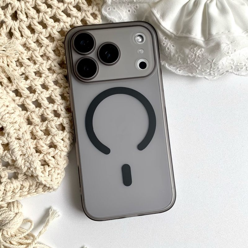 Carcasă pentru telefon — ultra-subțire, efect Ice Mist cu prindere magnetică și finisaj cu senzație de piele; protecție anti-cadere, anti-zgâriere, rezistentă la praf, personalizabilă pentru seria iPhone