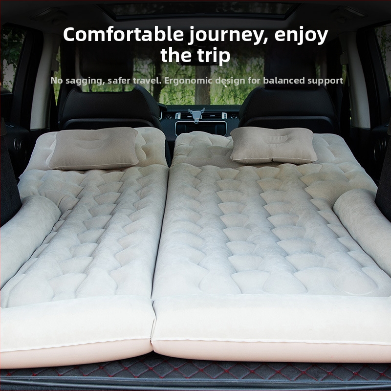 Ārpusceļu SUV aizmugurējā auto gaisa gulta, pārnēsājamais divkāršās izmantošanas matrac ar flokētu virsmu, modelis XLB-11, materiāls: flokings, svars 4,2 kg, maksimālais slodze 500 kg, manuāla uzpūšana