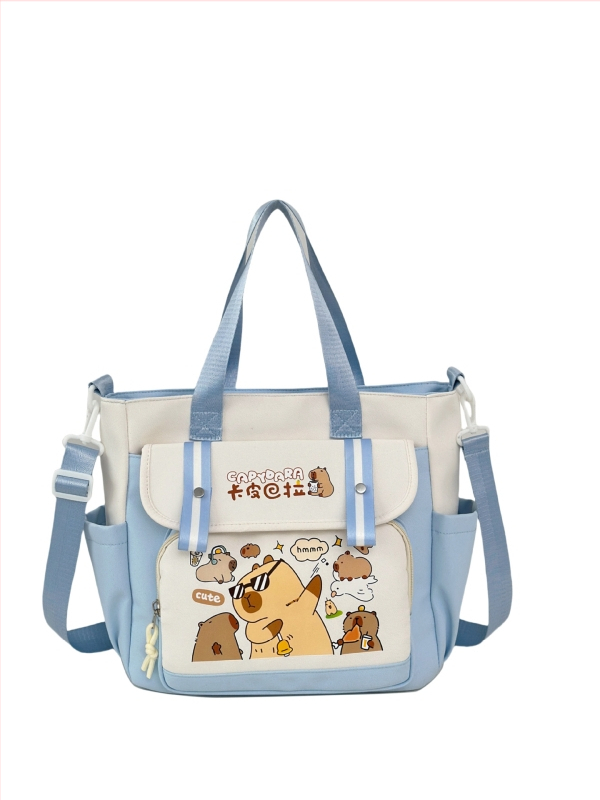 Capybara taška pre žiakov základných škôl, cez rameno, veľká kapacita, taška na doučovanie, unisex
