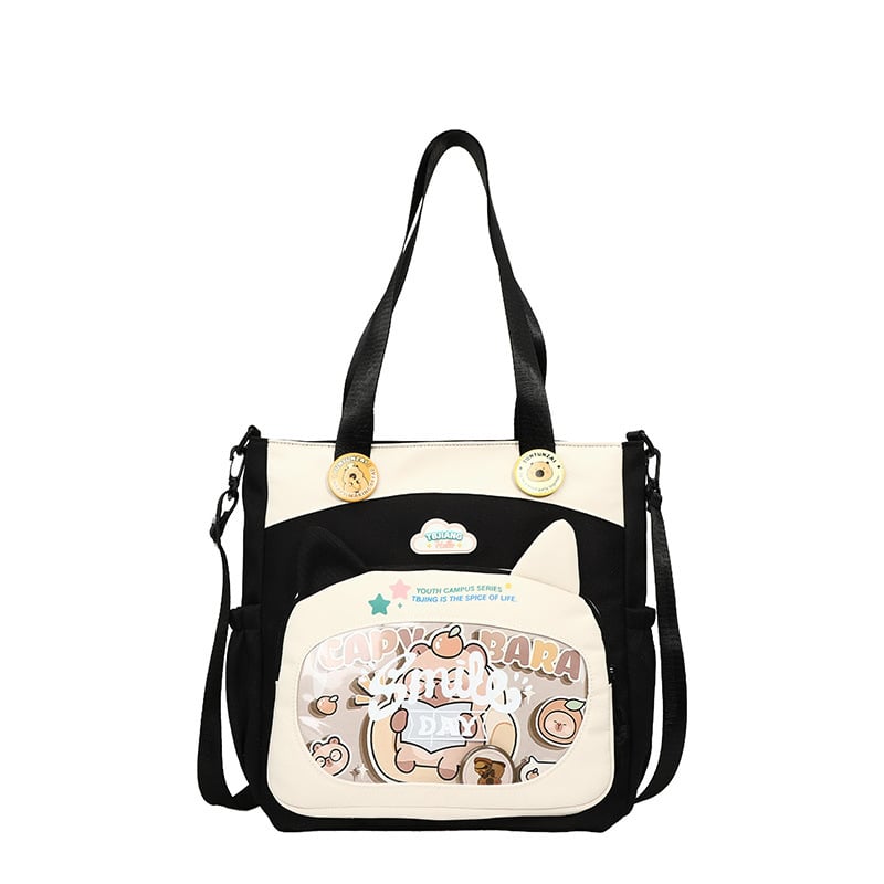 Nylonból készült crossbody táska lányoknak iskolai használatra, rajzfilm-stílus, kopásálló, csökkenti a terhelést, tárolható, poliészter bélés
