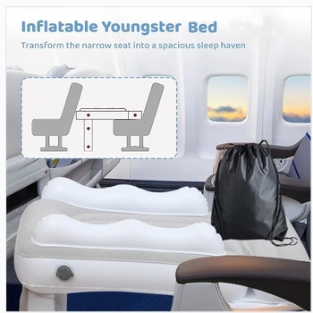 Bērnu piepūšamais automašīnas matracis aizmugurējai sēdei, saliekams, ar bieza flokēta virsma, universāla saderība, manuāla piepumpēšana, piemērots automobiļiem, vilcieniem un lidmašīnām