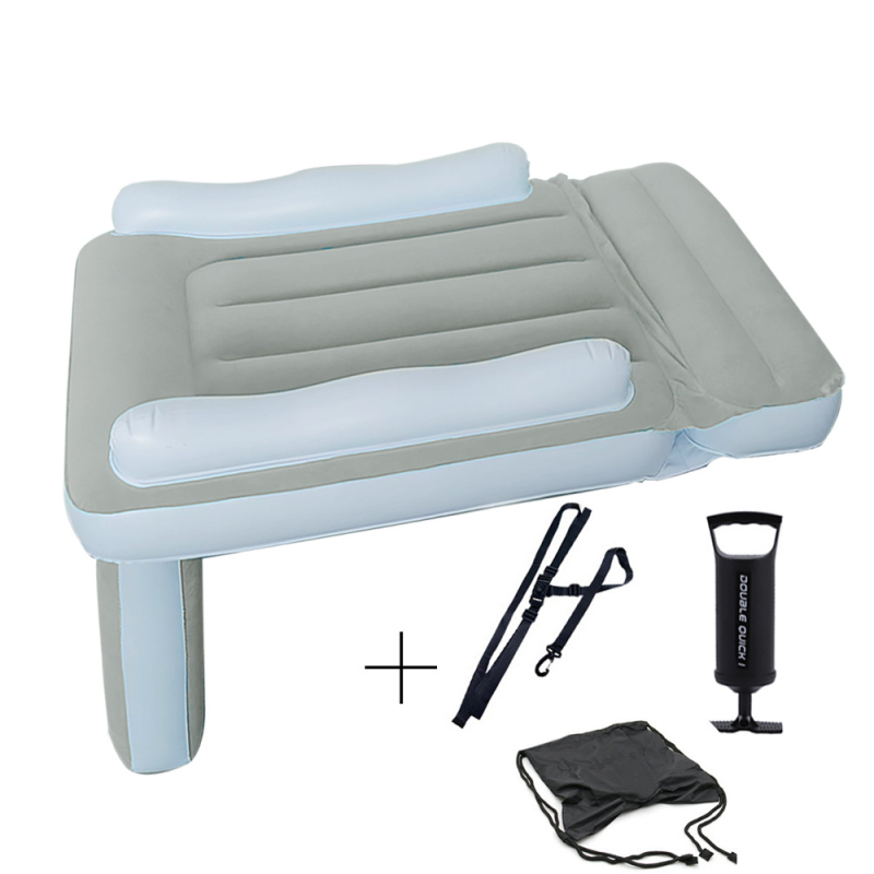 Bērnu piepūšamais automašīnas matracis aizmugurējai sēdei, saliekams, ar bieza flokēta virsma, universāla saderība, manuāla piepumpēšana, piemērots automobiļiem, vilcieniem un lidmašīnām