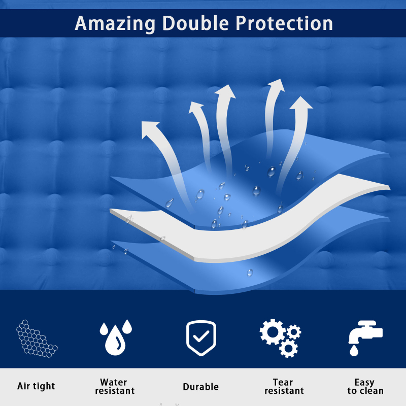 Outdoor Wolf Pripučiamas Kempingo Čiužinys - Svoris 1,1 kg, Maksimali apkrova 200 kg, Danga iš 20D nailono + pongee, Pripučiamas kilimėlis, Tinka vienam arba galima sujungti