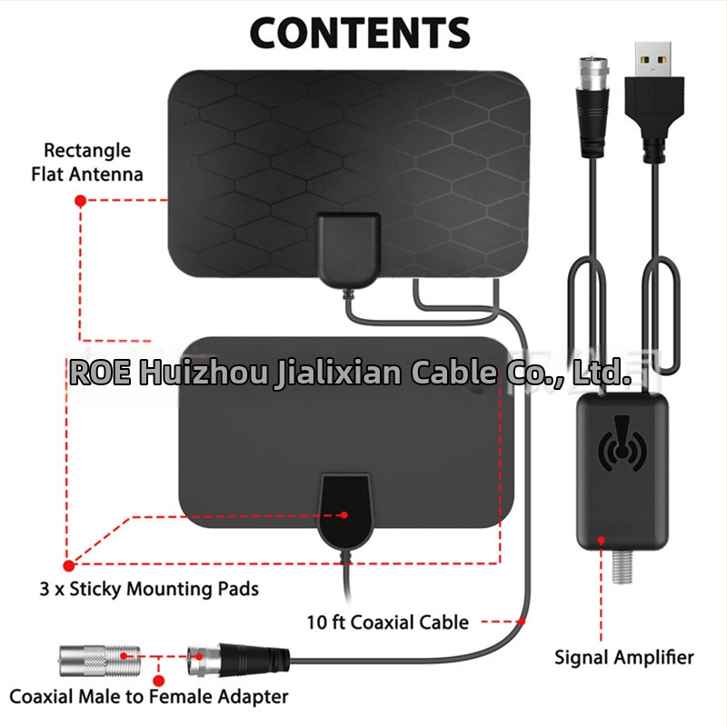 Iekštelpu un āra HD digitālā TV antena, mini režģa dizains, 4K/1080P DVB-T2 atbalsts