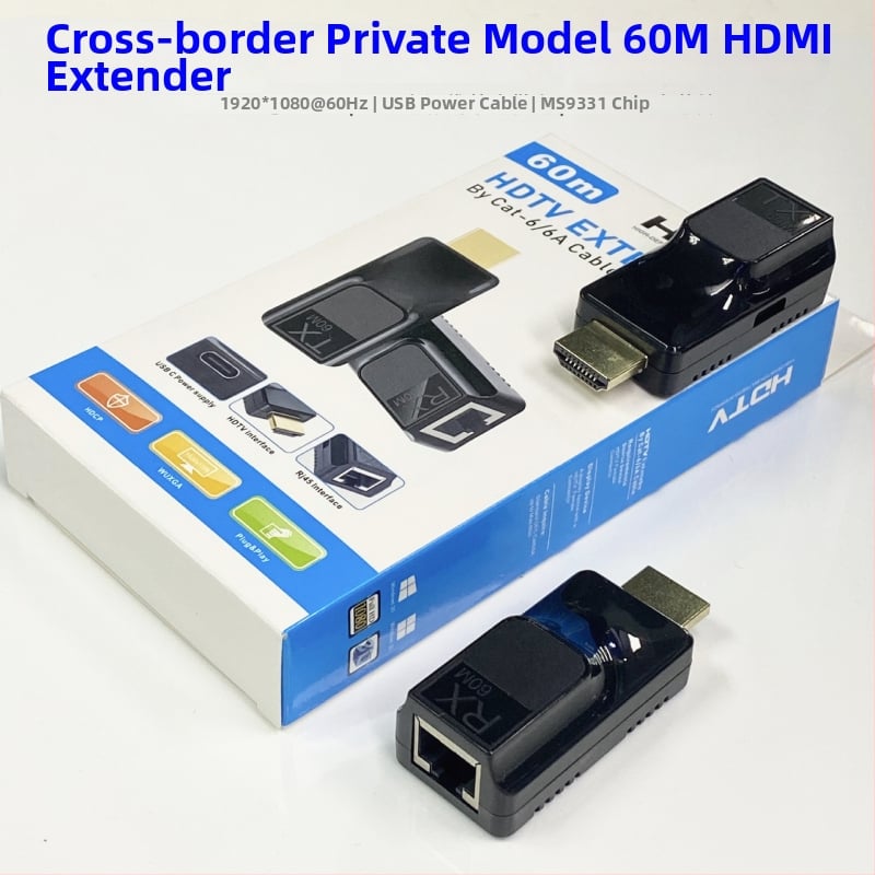 HDMI plėtiklis 60 m su RJ45 HDTV, 1920x1080 raiška, nuotolinis pažadinimas, energijos valdymas