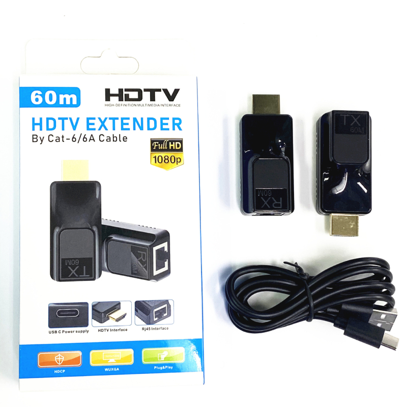 HDMI plėtiklis 60 m su RJ45 HDTV, 1920x1080 raiška, nuotolinis pažadinimas, energijos valdymas