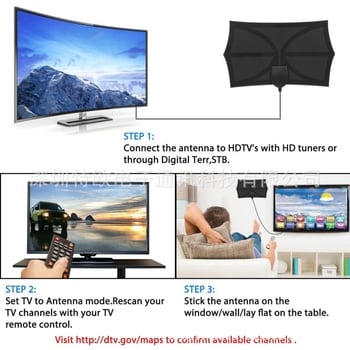 Antena TV hexagonală cu DVB-T/DVB-T2, amplificator, VHF/UHF/FM pentru televiziune digitală