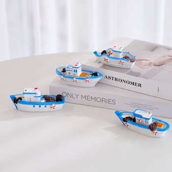 Figura od smole – Mediteranskog stila mini brodica za akvarij (sintetička smola)