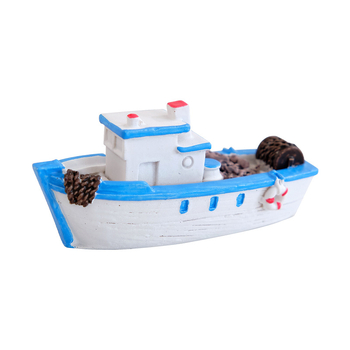 Figura od smole – Mediteranskog stila mini brodica za akvarij (sintetička smola)