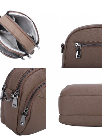 Leap Up ženska kožna crossbody torba, prva slojevita koža, horizontalan kvadratni oblik, unutarnji džepovi sa zipom i džep za telefon, poliester-cotton podstava, jedna naramenica