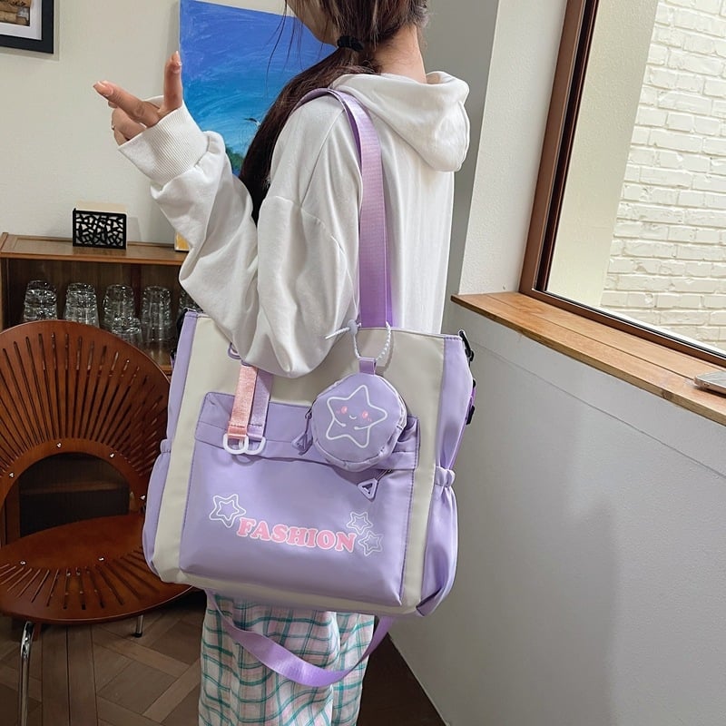 Geantă crossbody din nylon pentru elevi – ultra-ușoară, respirabilă, culoare solidă, căptuțită cu poliester, pentru școală